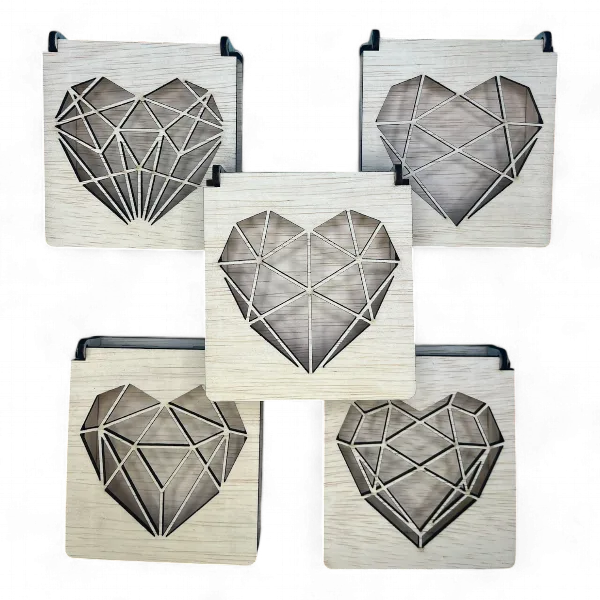 Houten geschenk doosjes met hart