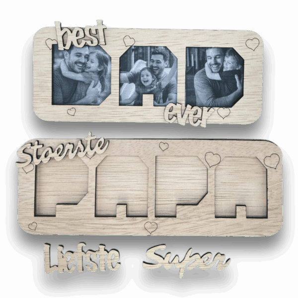 Fotolijstje: Liefste/Stoerste/Super papa, Best dad ever/Super dad (Vaderdag)