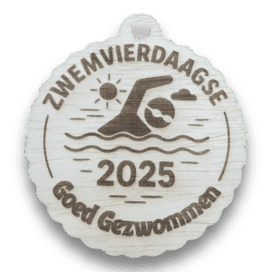 Houten Medaille bv voor de Zwemvierdaagse of Avondvierdaagse
