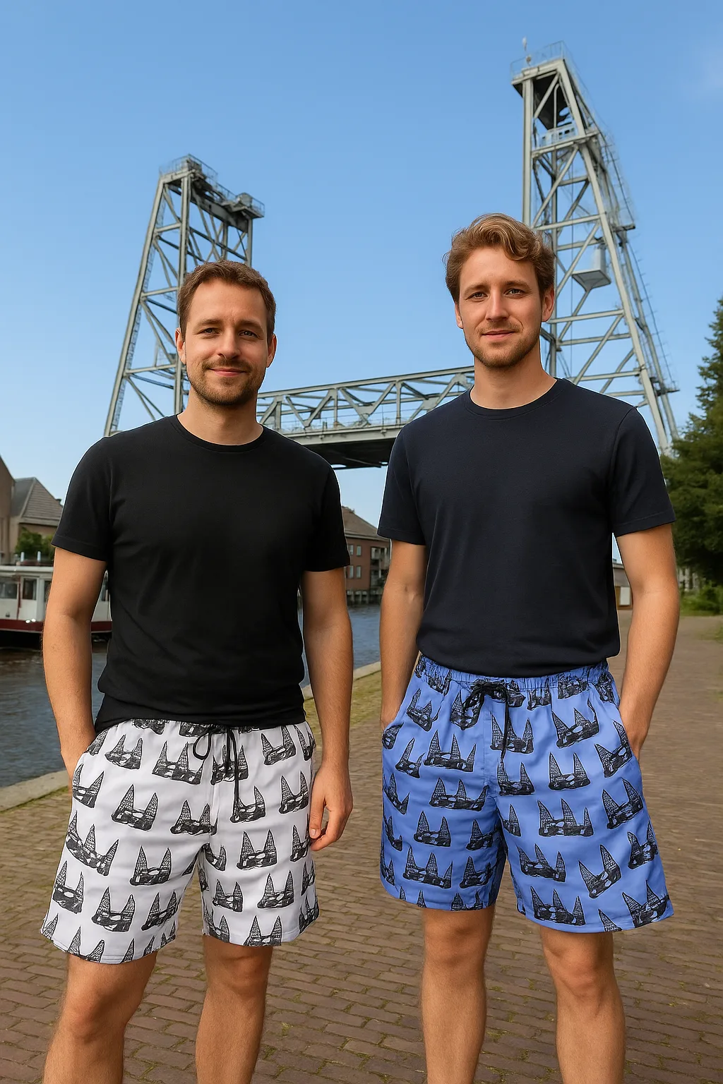 Leuke short met een all over print van de hefbrug - Afbeelding 5