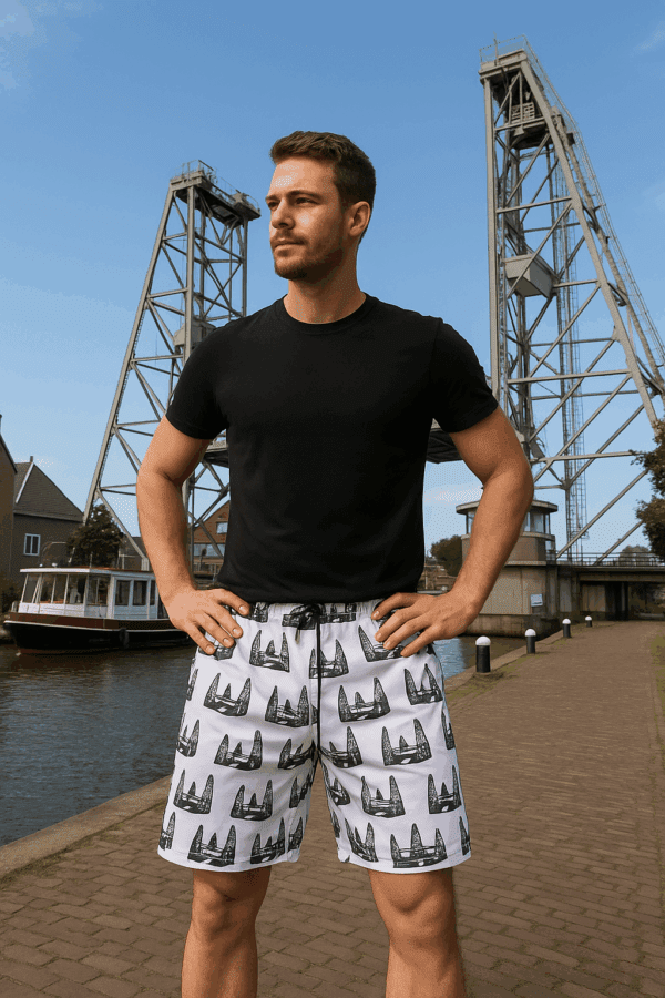 Leuke short met een all over print van de hefbrug - Afbeelding 4