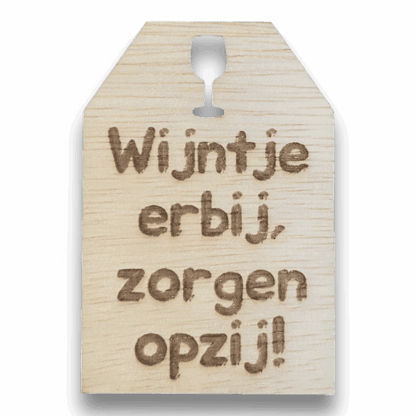 Wijnfles kaartjes van hout met leuke gravering - Afbeelding 2