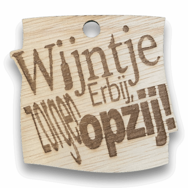 Wijnfles kaartjes van hout met leuke gravering - Afbeelding 3