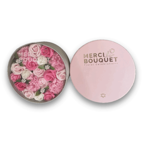 Merci bouquet Zeepbloemen roze tinten - Afbeelding 2