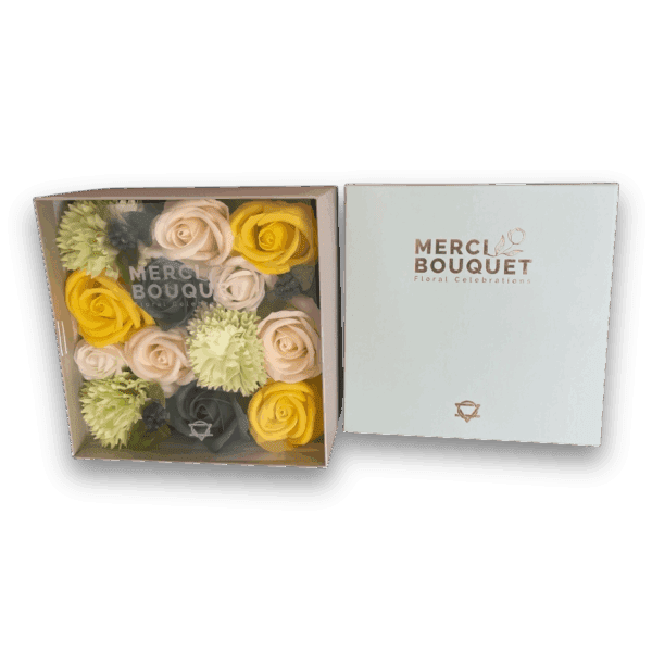 Merci Bouquet zeepbloemen zonnig geel - Afbeelding 2