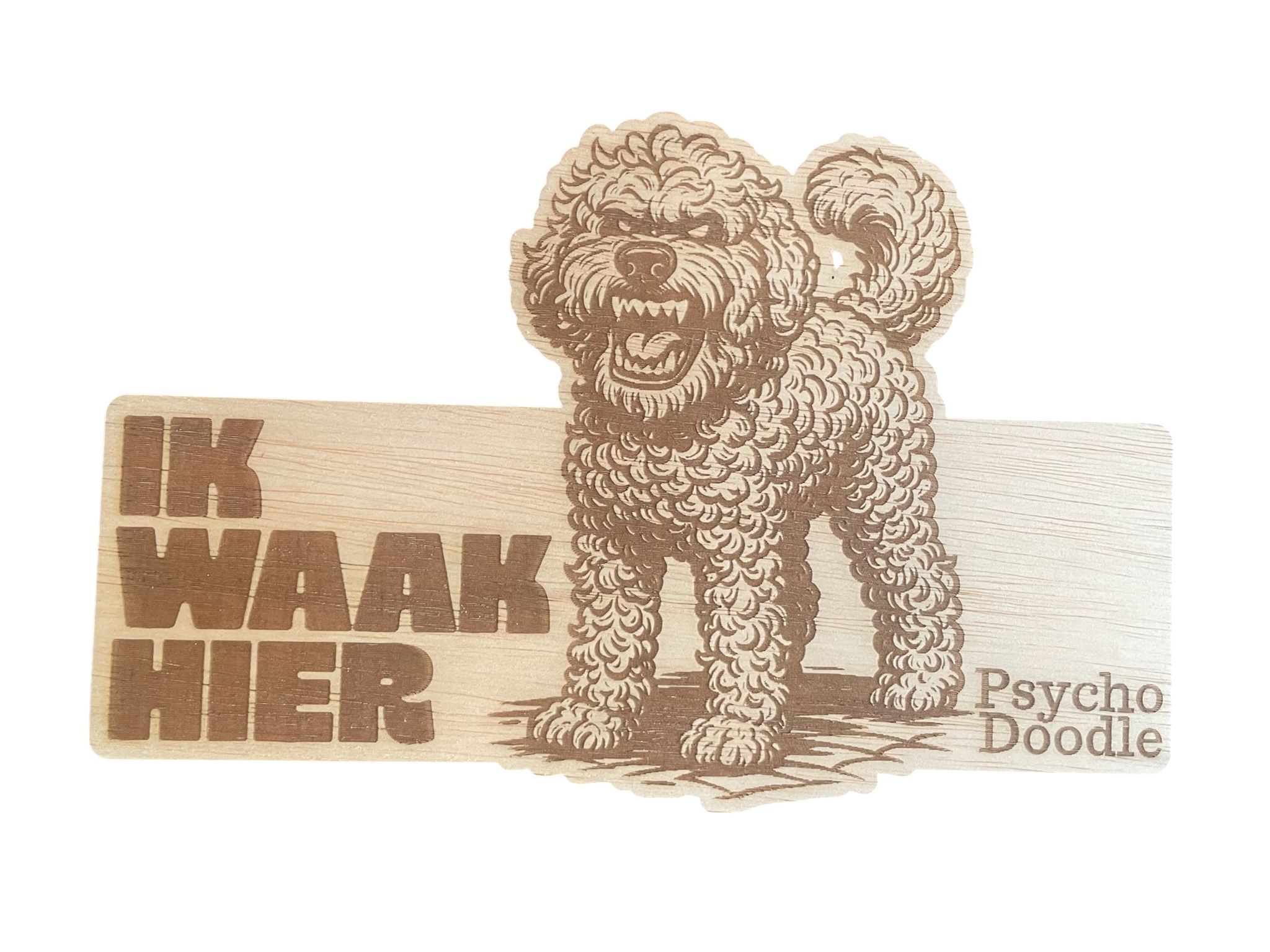 Houten waakbordjes: Hier waak ik..... - Afbeelding 2