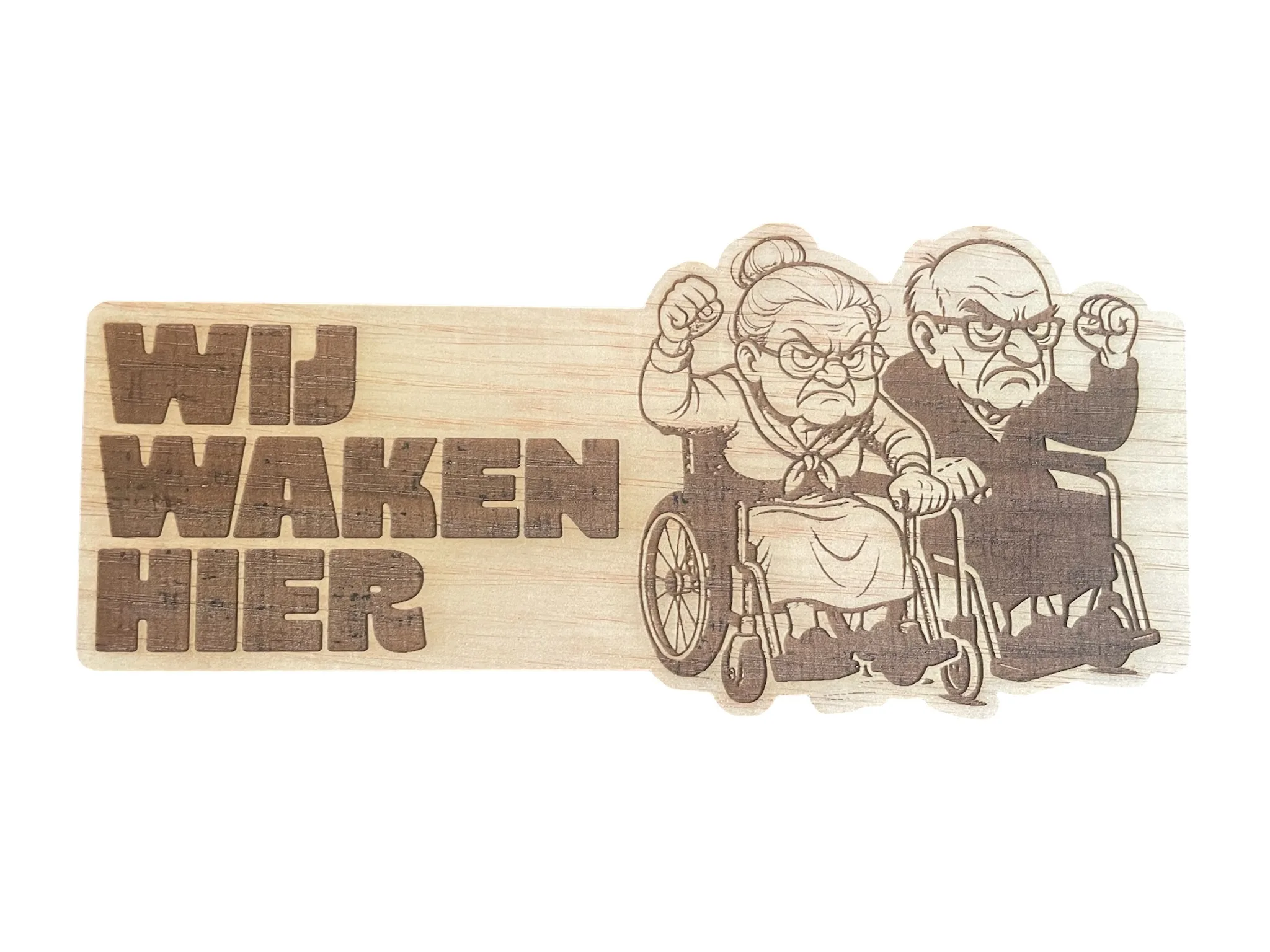 Houten waakbordjes: Hier waak ik.....