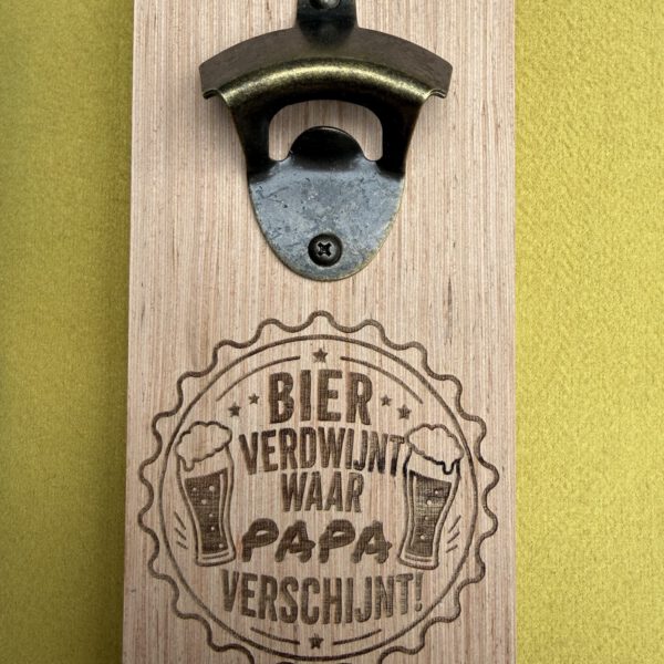 Flessenopener/Bieropener – Bier verdwijnt waar papa verschijnt (vaderdag/verjaardag)