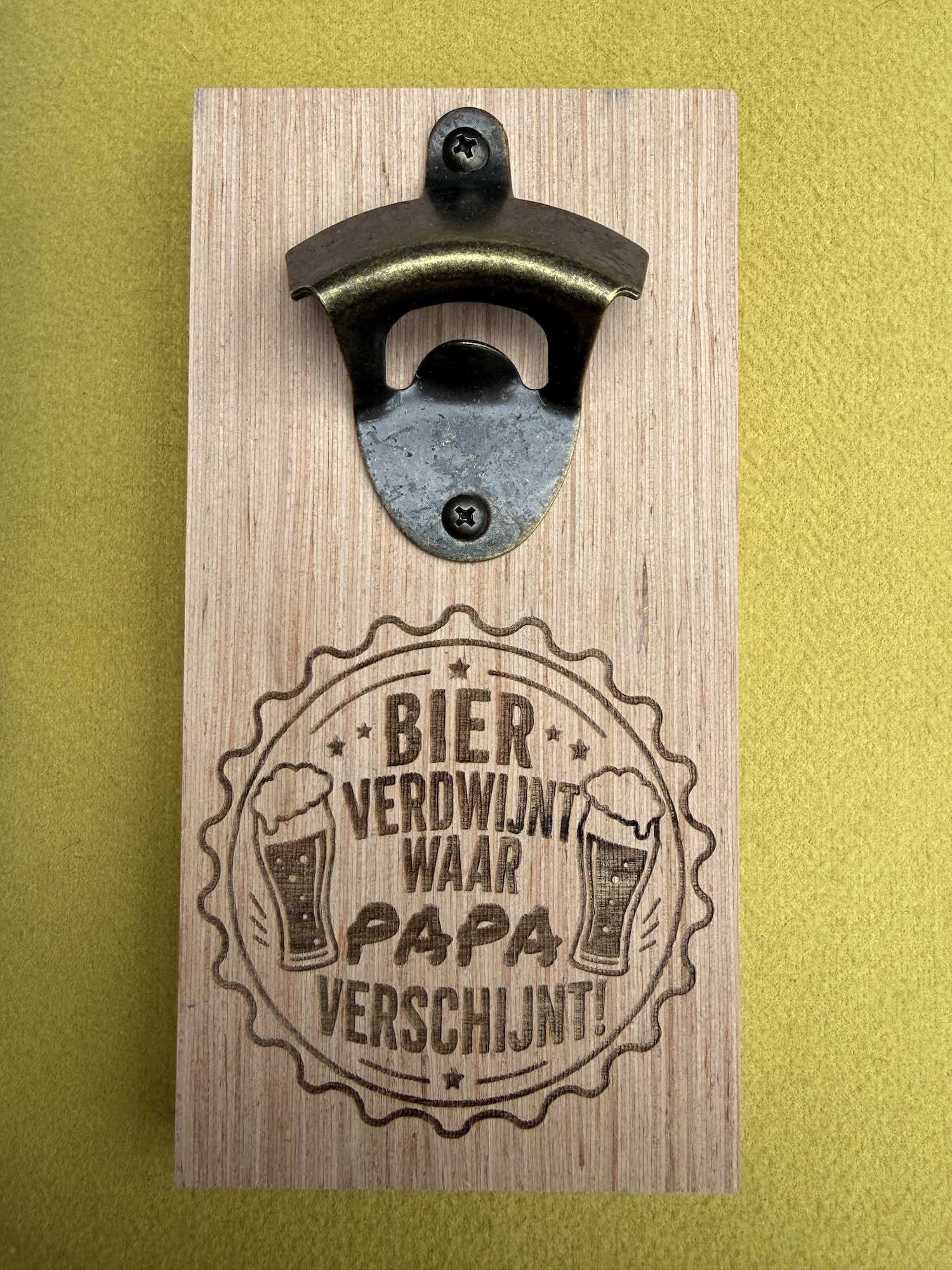 Flessenopener/Bieropener – Bier verdwijnt waar papa verschijnt (vaderdag/verjaardag)